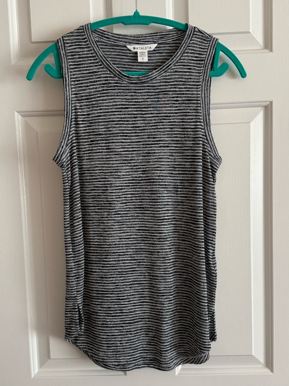 Athleta Gray and White Striped Sleeveless Tank